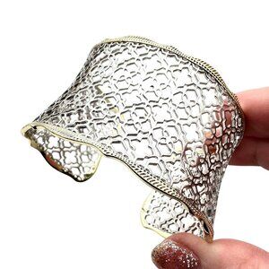 Kendra Scott Candice Gold Silver Tone Filigree Wide Cuff Bracelet